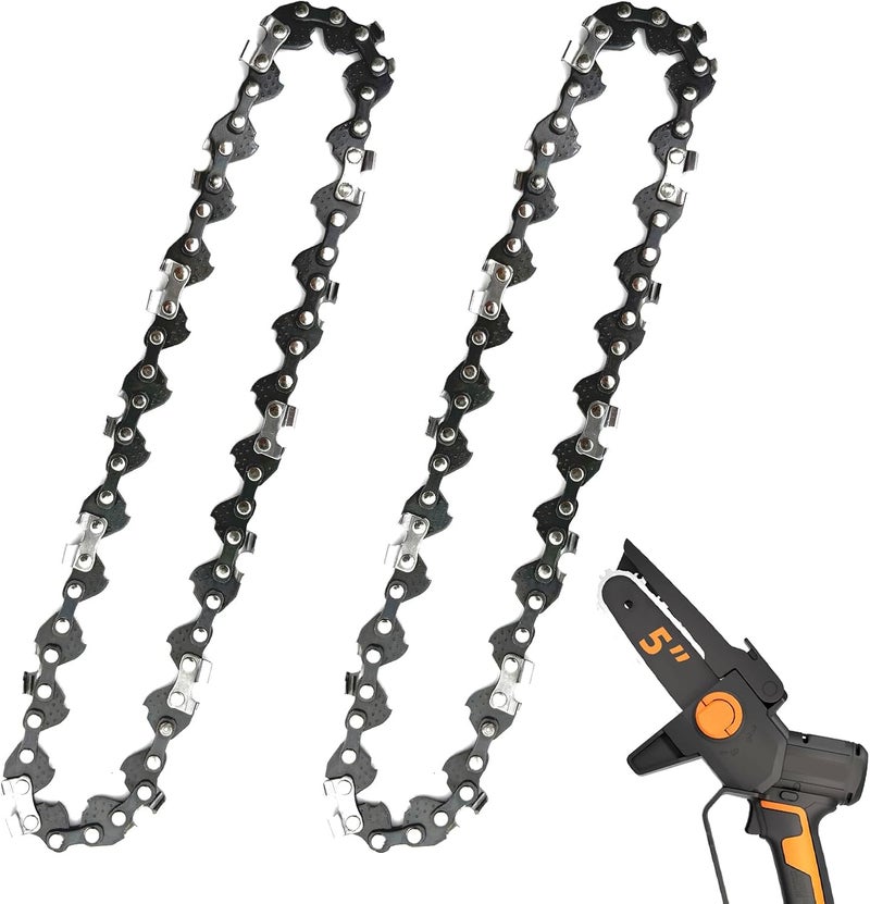 Fifchall 2 Pack 5 Inch Chainsaw Chain Low Kickback 5 Inch Chain Saw Chain Fit For WORX WG324, FASTCRAFT 2020X-L, 5" Replacement Chains Fits for 5" Electric Battery Powered Chainsaw - Image 1